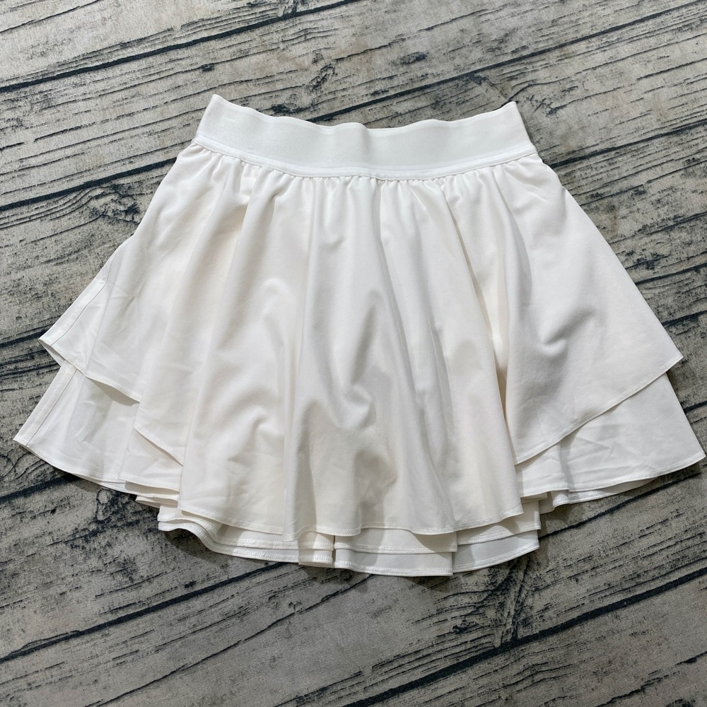Lululemon Court Rival High-Rise Skirt White Layered Sz 4 LW8ABUT Tennis Skort